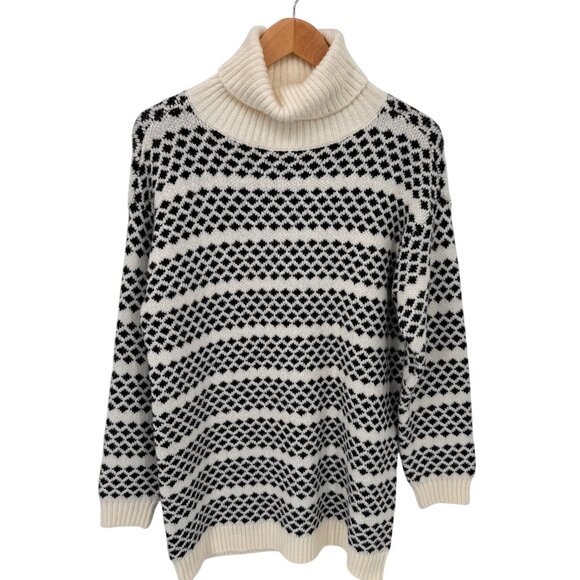 Ann Taylor Geometric Stripe Turtleneck Sweater Womens Medium Wool Blend‎ NEW - Picture 1 of 8